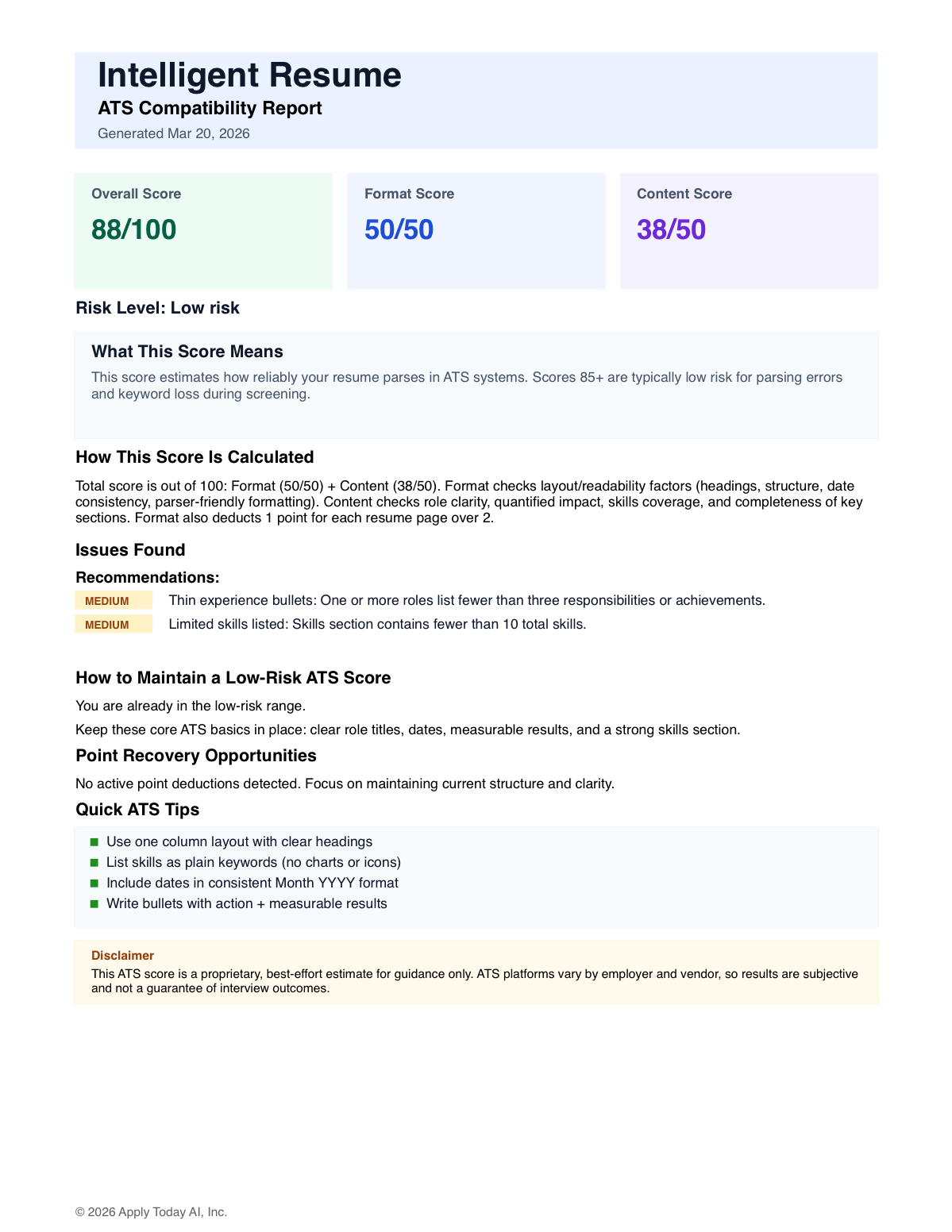 Sample journeyman electrician ATS report